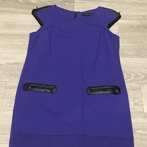 Cynthia Steffe Shift Dress S/S w/faux leather trim